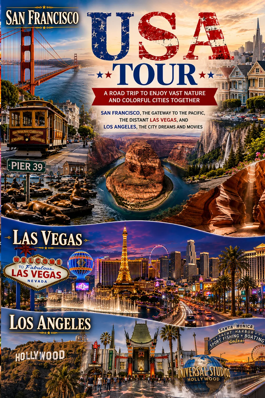 USA tour city skyline